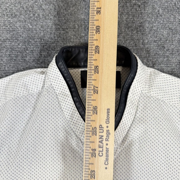 The Kooples‎ Dress Shirt Mens Medium White Fitted Cotton Collarless Geometric - Picture 8 of 12